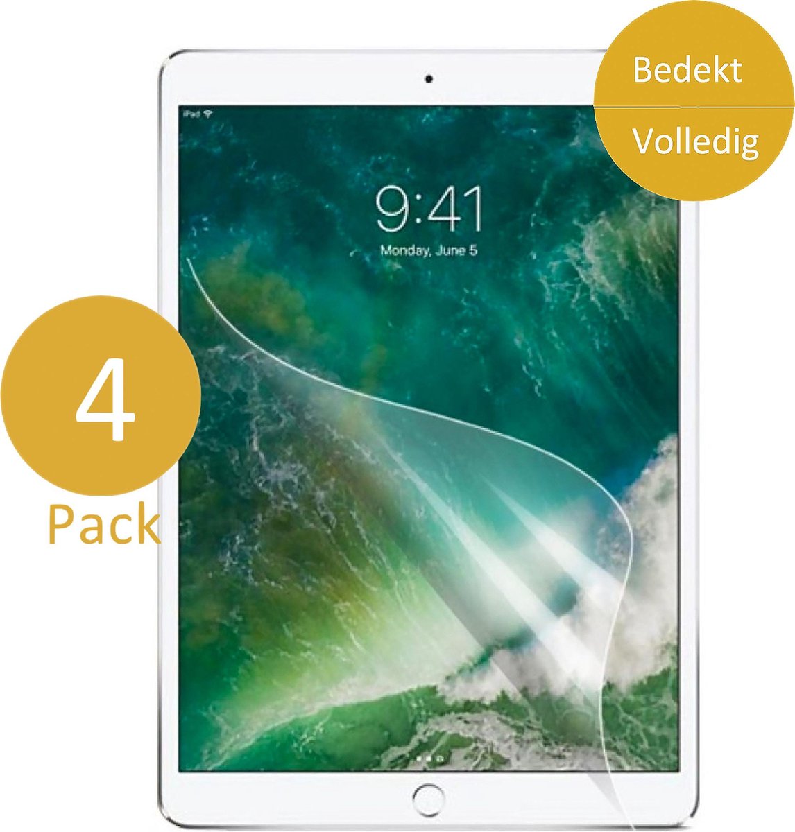 Screenprotector geschikt voor iPad 9.7 2018 - Glas PET Folie - 4 Stuks