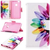 Huawei P10 Lite - hoes, cover, case - TPU - PU Leder - Kleurrijke bloem