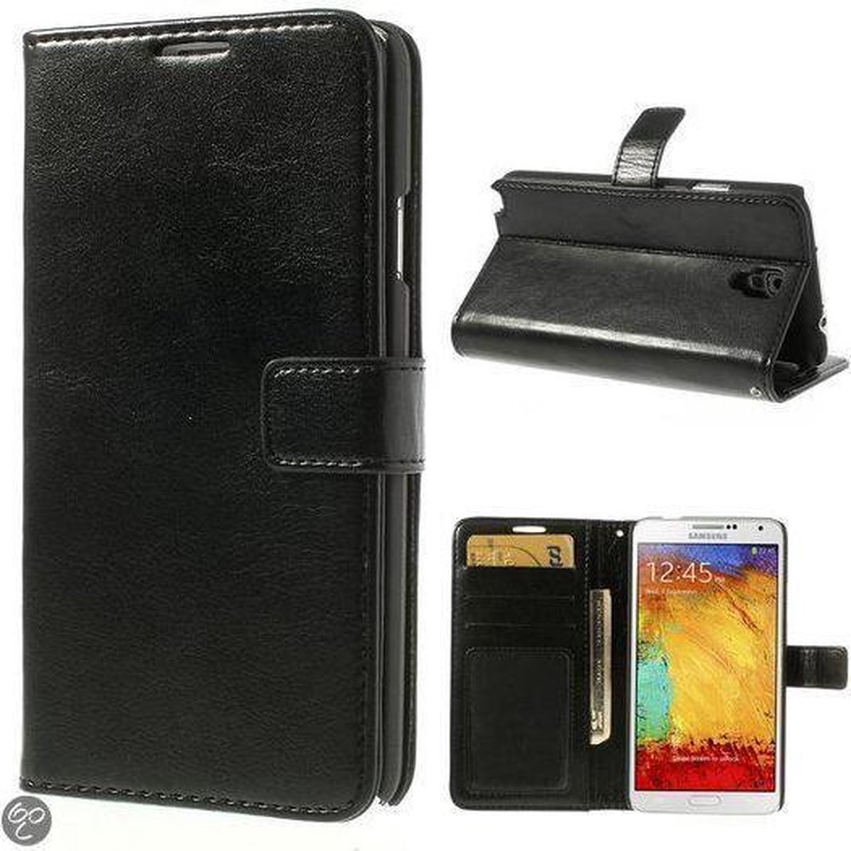 Cyclone wallet case hoesje Geschikt voor: Samsung Galaxy Note 3 Neo N7505 zwart