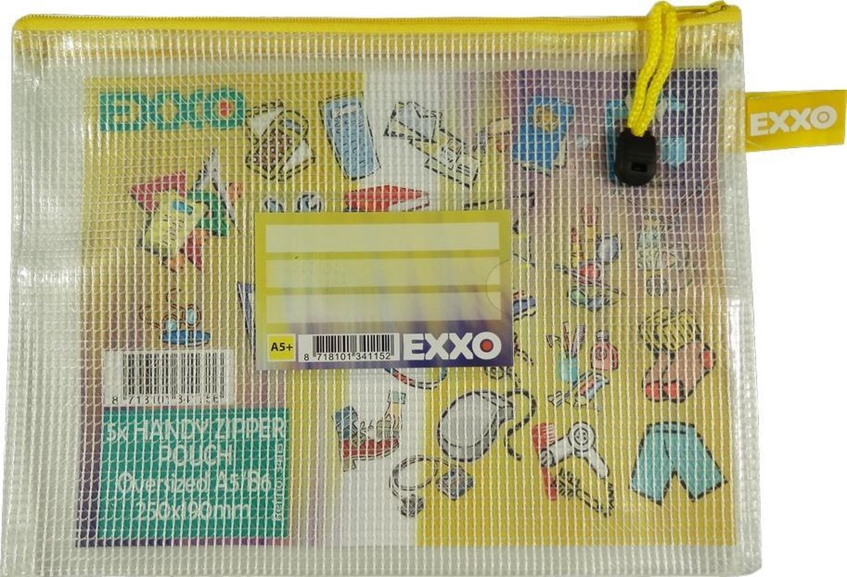 EXXO-HFP #34115 - A5-XL Opbergtas Handy; Multi-Purpose; Rits Geel; 5 stuks