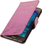 Samsung Galaxy On5 - Lace Roze Booktype Wallet Hoesje