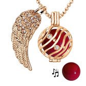 Quiges Engelenroeper 18mm Bolhouder met Ketting 90cm en Bolletje - Dames - Roségoudkleurig Golven - EBS18095