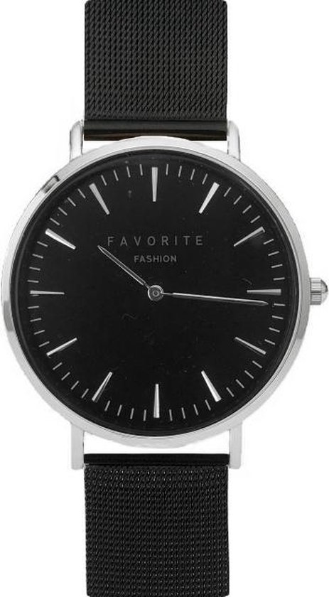 Navarra Silver / Black Mesh 2.0 Horloge | Zilverkleurig & Zwart | Mesh band | Luxe Giftset/Cadeauset