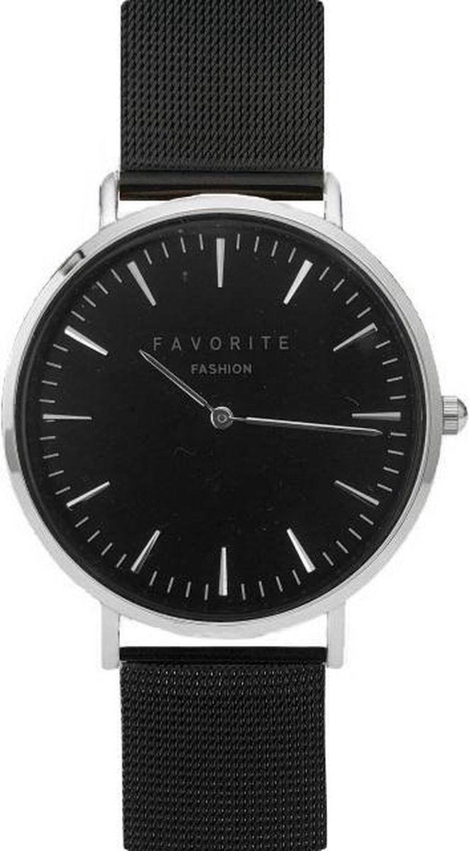 Navarra Silver - Black Mesh 2.0 Horloge | Zilverkleurig Zwart | Mesh band | Luxe Giftset-Cadeauset