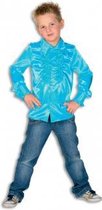 Rouches blouse turquoise voor jongens 104