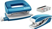 Leitz WOW Metalen Mini Nietmachine En Perforator Set - Inclusief Nietjes - Blauw Metallic - Ideaal Voor Thuiskantoor/Thuiswerkplek