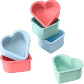 Lurch Flexiform set van 6 muffinvormen - silicone - hart - roze en blauw