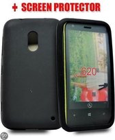 Silicone gel hoesje zwart Nokia 620 + screenprotector