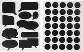 Krijtbord stickers vel 14x18 cm zwart cirkels en spreekballo