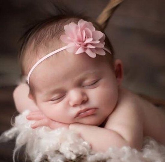 Haarbandje hoofdband baby meisje chiffon bloem (5cm) haarbloem ecru -... | bol.com