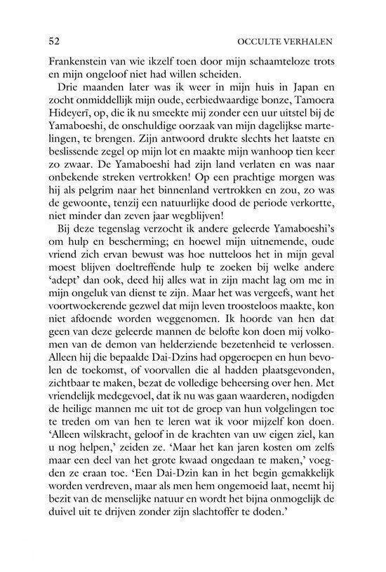 Bladzijde 52 van 'Occulte verhalen' met tekst over een verhaal.