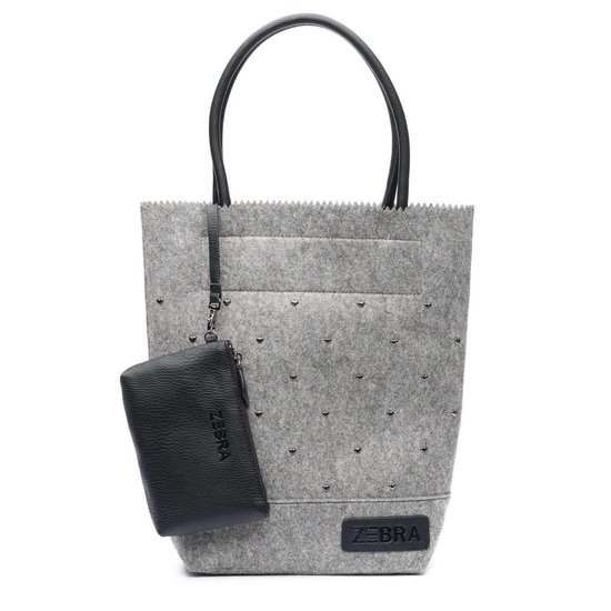 Foto: Zebra trends natural bag kartel vilt met studs light grey