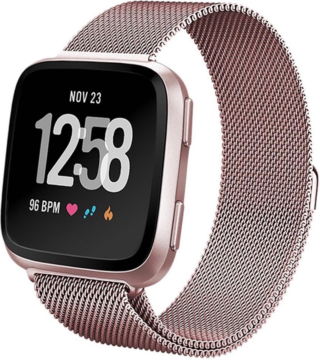 Bandje geschikt voor Fitbit Versa Lite - Roségoud Milanese Band