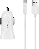 HOCO Z2A Duo-poort Auto-oplader + Micro USB kabel wit 1 meter wit voor Samsung, Huawei, etc.