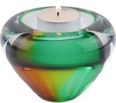 Glasobject tealight mini urn glas groen/goud Waxinelichthouder