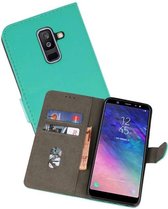 Hoesje Geschikt voor Samsung Galaxy A6 Plus 2018 - Kaarthouder Book Case Telefoonhoesje - Groen