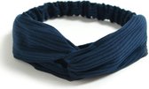 Knitted Haarband Navy Blue | Blauw | Katoen | Cross Bandana | Fashion Favorite