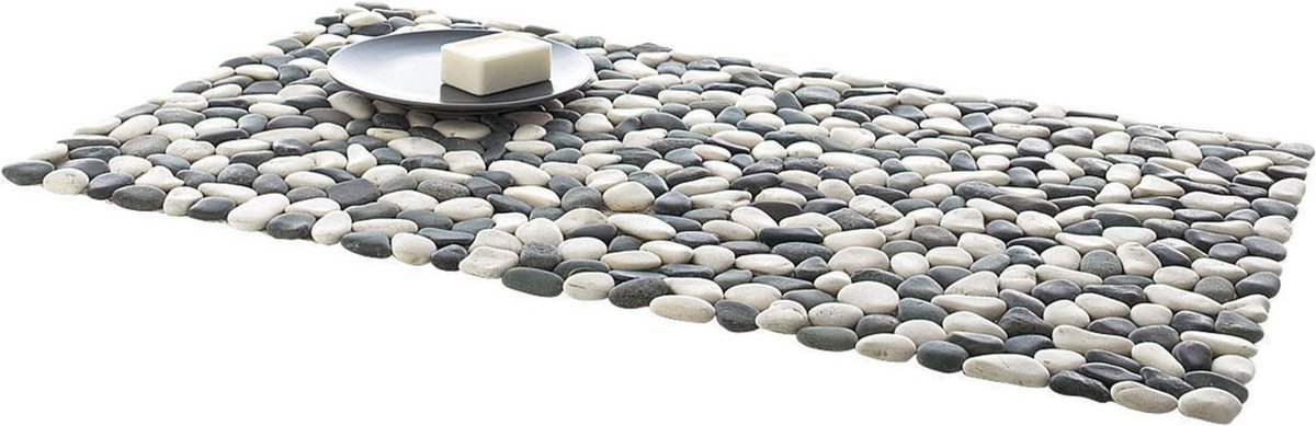lichtgewicht Naar de waarheid Demonstreer Badmat Stone met natuurstenen grijs-wit 80 x 50 cm | bol.com