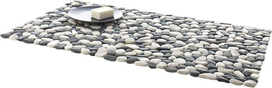 Badmat Stone met natuurstenen grijs-wit 80 x 50 cm | bol