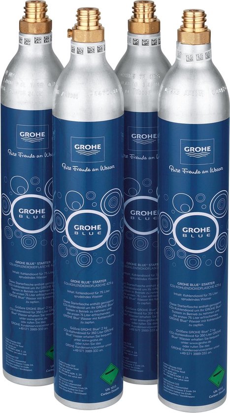 Blanco Accommodatie stijl GROHE Blue® Starterkit, bevat 4 x 425g CO2 flessen voor gebruik van de GROHE  Blue®... | bol.com