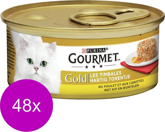 Gourmet Gold Hartig Torentje 85 g - Kattenvoer - 48 x Kip&Wortel