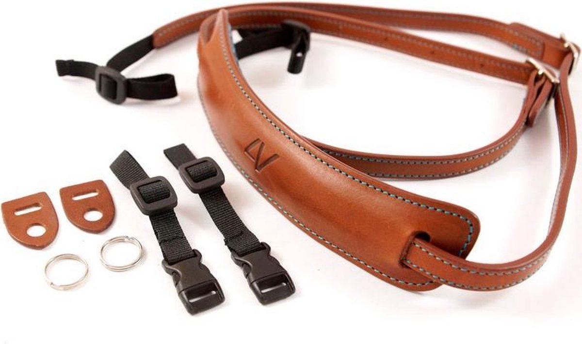 4V Lusso Medium Neck Strap Tuscany Leather Brown/Cyan