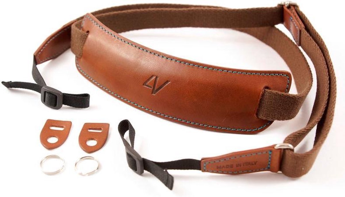 4V Design Lusso Large Neck Strap Tuscany Leather Brown/Cyan