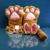 Bruine Katten Set - 4-delig - oren, staart, poten, strikje - PinkPonyClubnl