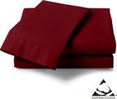 Giza Trio Egyptisch Katoen Hoeslaken Topper Bordeaux - 090x200+15 cm - 1 persoons