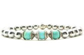 Beaddhism - Armband - Hematiet (RVS Steel colored) - Turquoise 3 - 8 mm - 19 cm