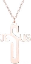 24/7 Jewelry Collection Jesus Ketting - Jezus Kruis - Rosé Goudkleurig