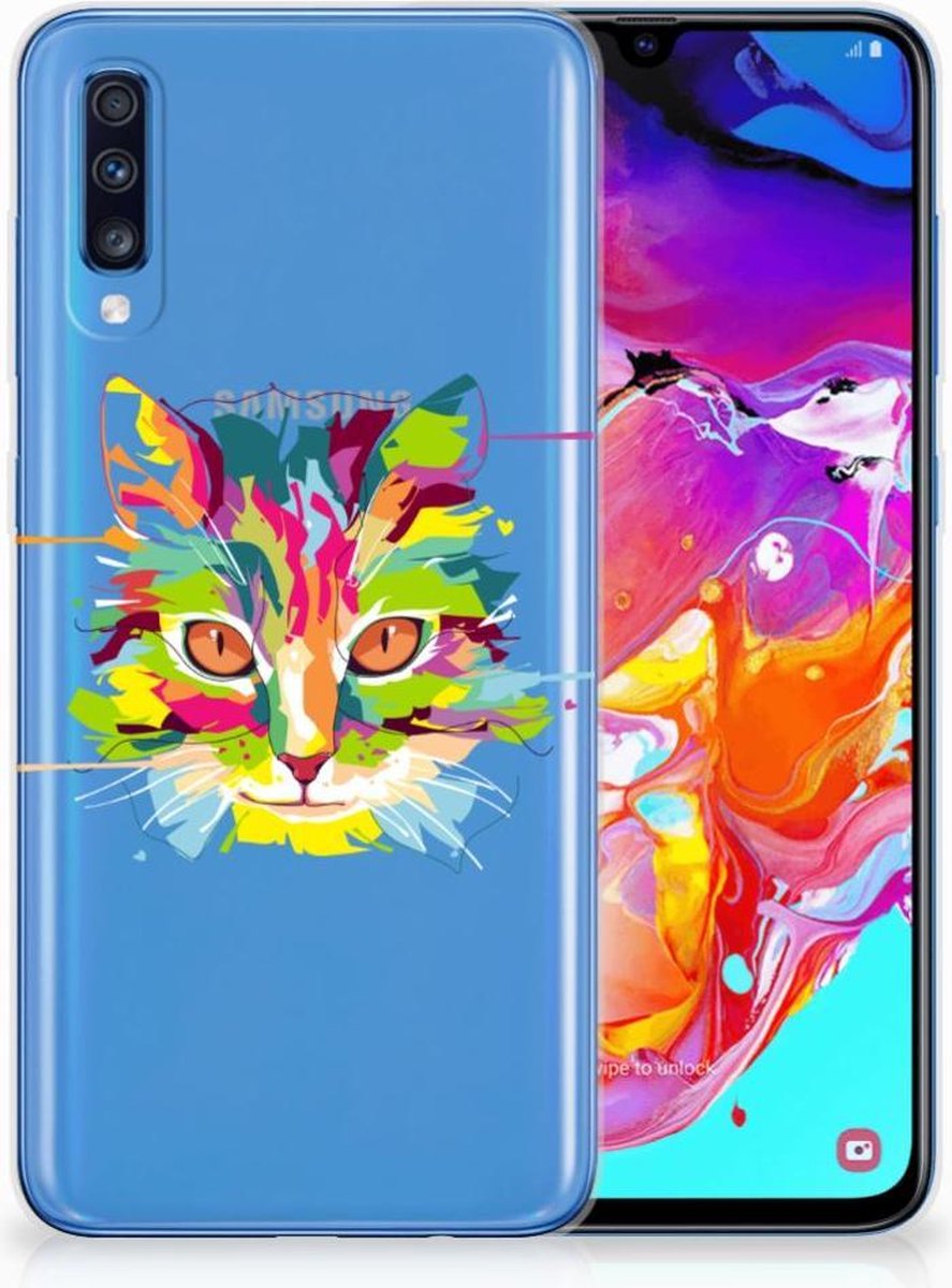 Samsung Galaxy A70 Telefoonhoesje met Naam Cat Color