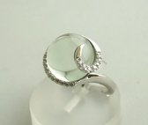 Wit gouden ring met beryl en diamant