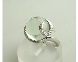 Wit gouden ring met beryl en diamant