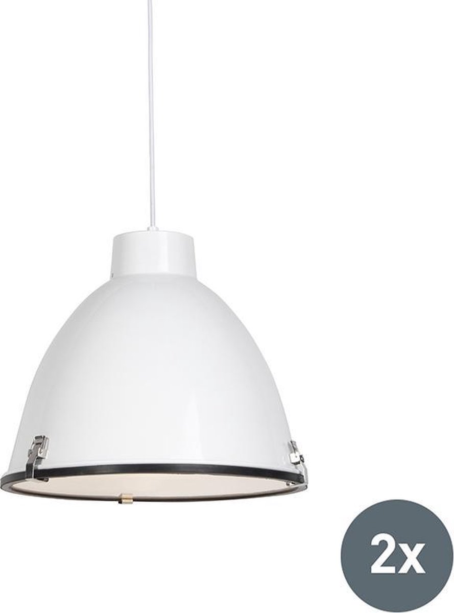 QAZQA anteros - Industriele Hanglamp - 1 lichts - Ø 380 mm - Wit -  Industrieel -... | bol.com