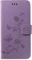 Shop4 Huawei P Smart Plus - Etui Portefeuille Fleurs Papillon Violet