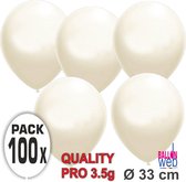 100 x witte ballonnen Ø 30-33 cm * lucht / helium * Europees kwaliteitslabel