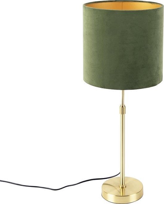 QAZQA parte - Lampe de table avec abat-jour - 1 lampe - H 740 mm - Vert