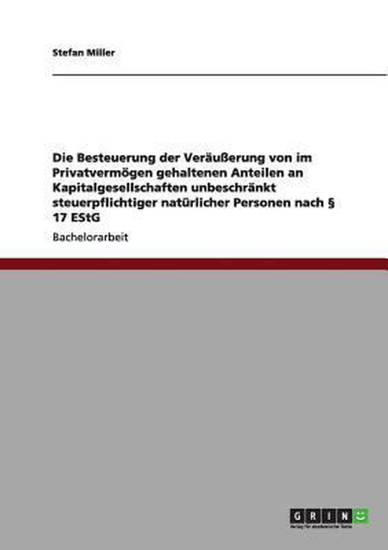 Die Besteuerung der Veräußerung von im Privatvermögen geh ... - cover