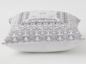 SALE - Fissaggio | Sierkussen Pattern White Grey - 45 x 45cm - Wit Zwart borduur