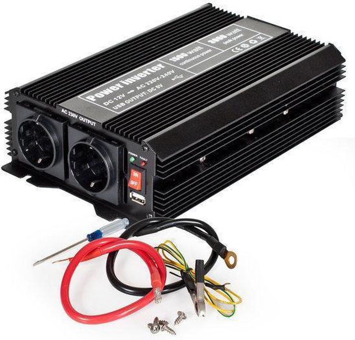 TecTake Spanningsomvormer - van 12V naar 230V 1500 Watt continue - 3000 Watt kortstondig - 400977