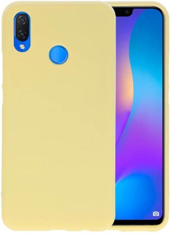 Bestcases Color Telefoonhoesje - Backcover Hoesje - Siliconen Case Back Cover voor Huawei P Smart Plus - Geel