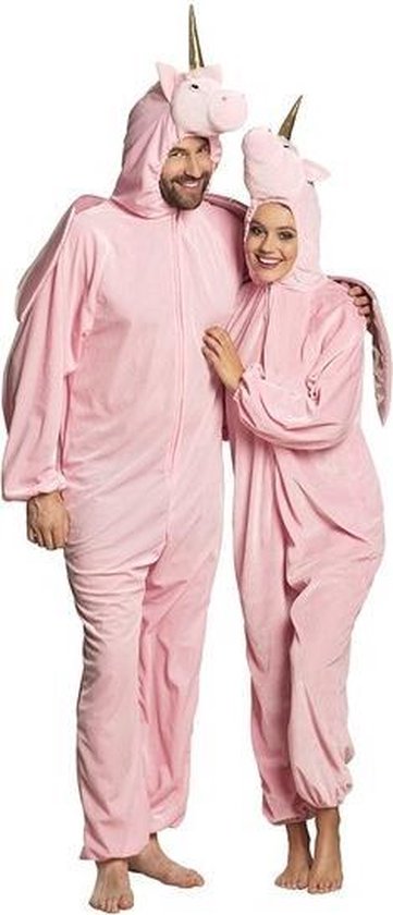 Eenhoorn dieren onesie/kostuum voor volwassenen roze - Verkleedpak unicorn  S/M | bol.com