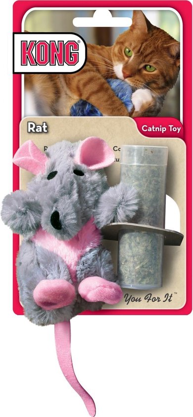 Kong Catnip Rat - Kattenspeelgoed - Grijs - 3,2 x 5,1 x 4,2 cm