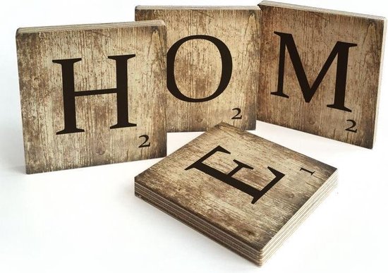 Klaar Pijl rand Scrabble tekst HOME - decoratieletters scrabble - houten letters - scrabble  letters... | bol.com