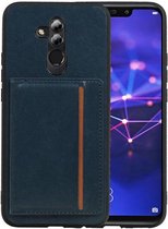 Navy Staand Back Cover 1 Pasjes voor Huawei Mate 20 Lite