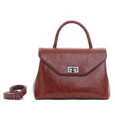 Classic chic handbag Qischa chocolade bruin glossy