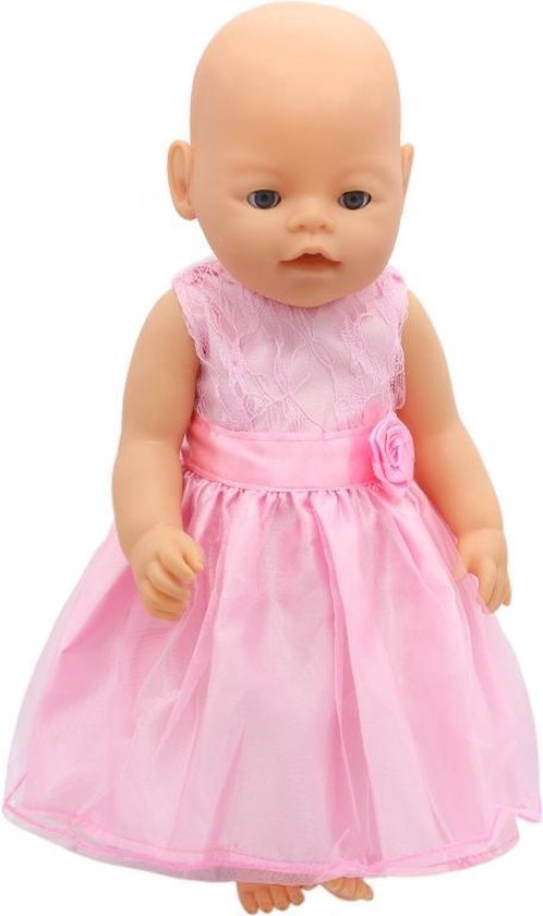 Roze galajurk met kant en roosje voor een babypop zoals Baby born -  Poppenkleertjes... | bol.com