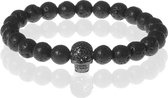 Memphis kralen armband Lavasteen Black Skull