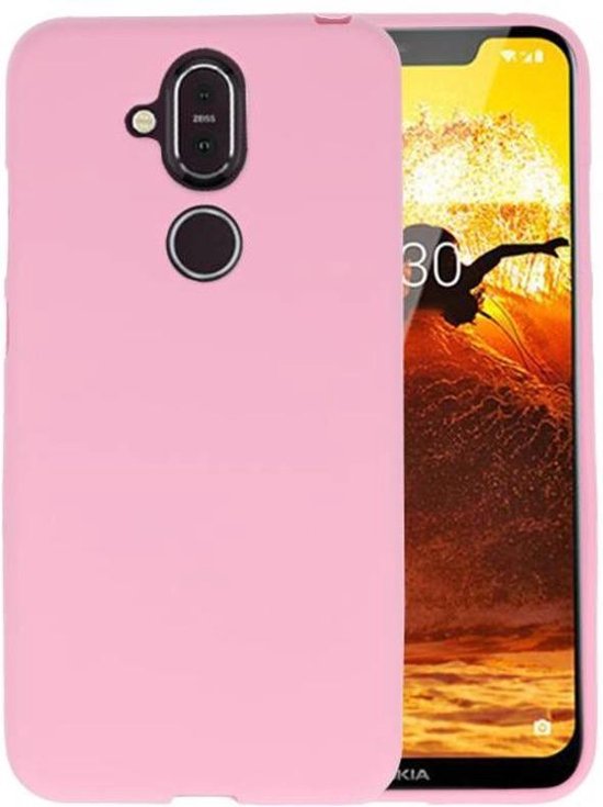 Bestcases Color Telefoonhoesje - Backcover Hoesje - Siliconen Case Back Cover voor Nokia 8.1 - Roze